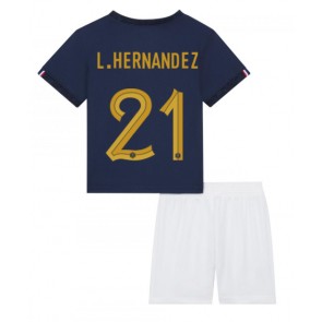 Frankrike Lucas Hernandez #21 kläder Barn VM 2022 Hemmatröja Kortärmad (+ korta byxor)